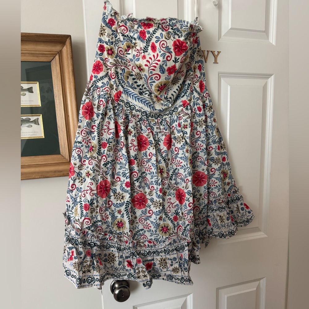 Strapless Floral Print Women's top  Anthropologie Flower that Girl